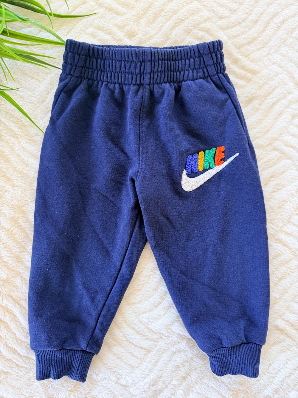 Nike Kids Navy Sweatpants with Multicolor Logo